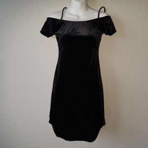 Velvet, cold shoulder, drop shoulder dress.